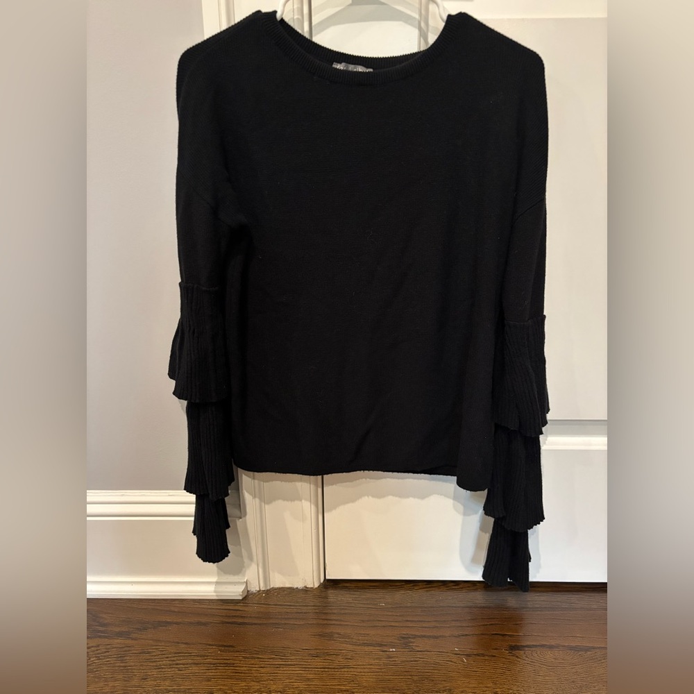 Black Ruffle Sleeve Women's Top